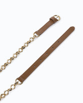 Belt with chain insert, 1.5 cm - Brown | Pinko