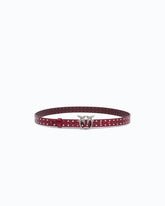 Glossy leather belt with Love Birds buckle and studs, 2 cm - Purple | Pinko
