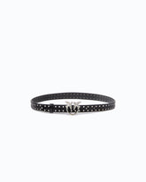 Cintura in pelle lucida con fibbia Love Birds e borchie 2 cm - Nero | Pinko