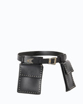 Cintura texana in pelle con tasche portaoggetti 3 cm -  | Pinko