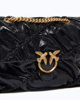 Sac à bandoulière Mini Love Bag Puff en cuir new shiny matelassé - Noir | Pinko