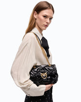 Sac à bandoulière Mini Love Bag Puff en cuir new shiny matelassé - Noir | Pinko