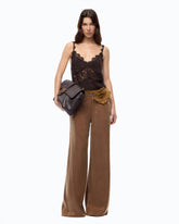 Pantaloni palazzo in twill mano pesca