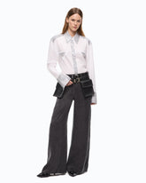 Pantaloni palazzo in twill mano pesca