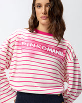 T-Shirt in jersone rigato stampa pinkomania -  | Pinko