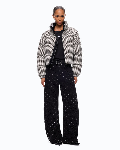 Piumino in tweed con maniche staccabili
