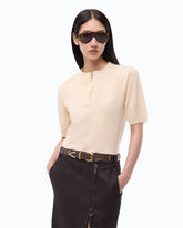 Pull à col V en laine et cachemire - Beige | Pinko