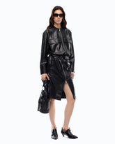 Leather-effect midi dress with zip -  | Pinko