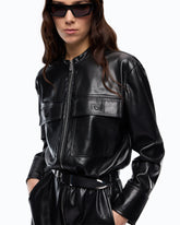 Leather-effect midi dress with zip -  | Pinko