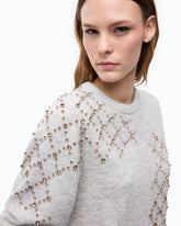Pullover in einem Mix aus Wolle und Alpaka mit Schmuckmuster - Grau | Pinko