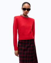 Pull en laine mélangée à col bijou - Rouge | Pinko