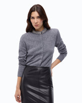 Cardigan con collo gioiello - Grigio | Pinko