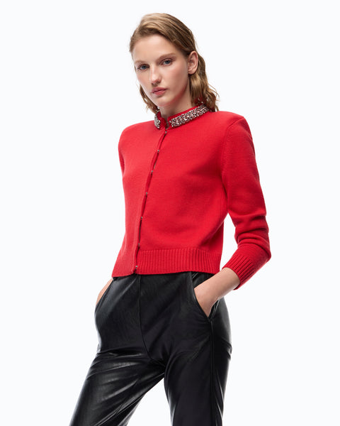 Cardigan con collo gioiello