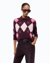 Pullover aus Wolle und Kaschmir mit Rauten - Multicolor Bordeaux-Rosa | Pinko