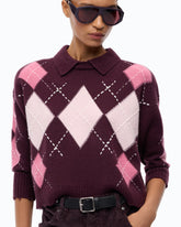 Pullover aus Wolle und Kaschmir mit Rauten - Multicolor Bordeaux-Rosa | Pinko