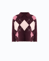 Pullover aus Wolle und Kaschmir mit Rauten - Multicolor Bordeaux-Rosa | Pinko