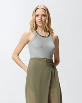 Top côtelé avec broderies bijoux -  | Pinko