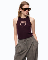 Top a costine con logo Love Birds in trasparenza