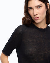 T-shirt à manches mi-longues avec bords effilochés -  | Pinko