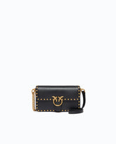 Baby Love Bag One Slouchy crossbody bag in leather with studs - Black | Pinko