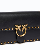 Baby Love Bag One Slouchy crossbody bag in leather with studs - Black | Pinko