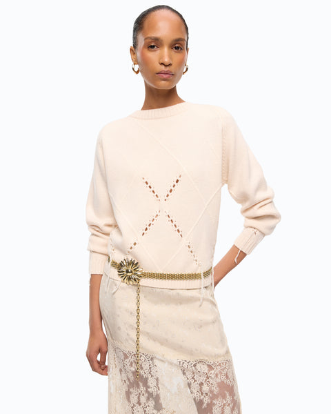 Maglione in lana e cashmere con maxi rombi