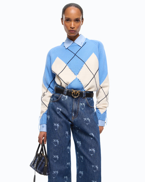 Maglione in lana e cashmere con maxi rombi