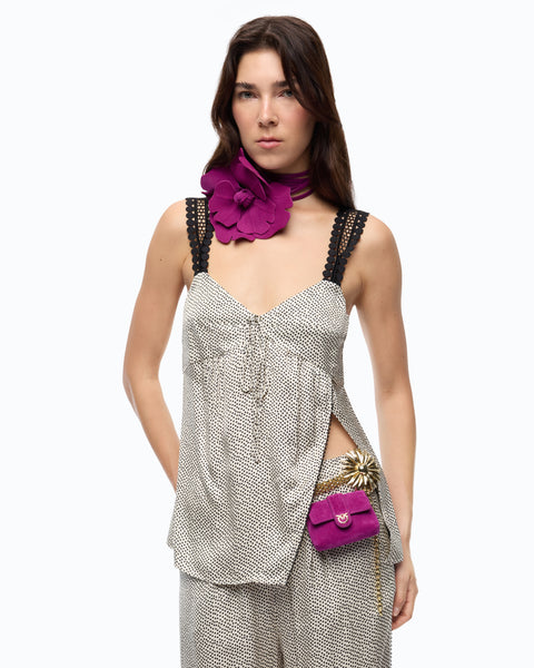 Top lingerie a pois con pizzo