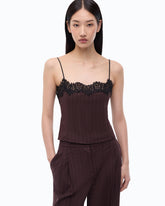 Kariertes Top mit Spitze - Bordeaux | Pinko