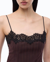 Kariertes Top mit Spitze - Bordeaux | Pinko