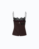 Kariertes Top mit Spitze - Bordeaux | Pinko