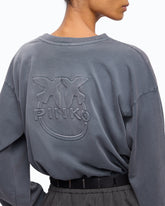 Faded-effect sweatshirt with Love Birds logo -  | Pinko