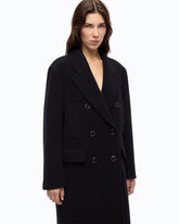 Long double-breasted coat in wool-blend fabric -  | Pinko