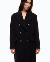 Long double-breasted coat in wool-blend fabric -  | Pinko