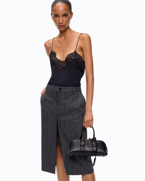 Vestito longuette con gonna gessata