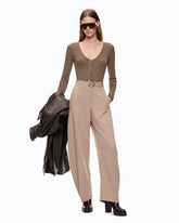 Maglia serafino in misto lana a righe -  | Pinko