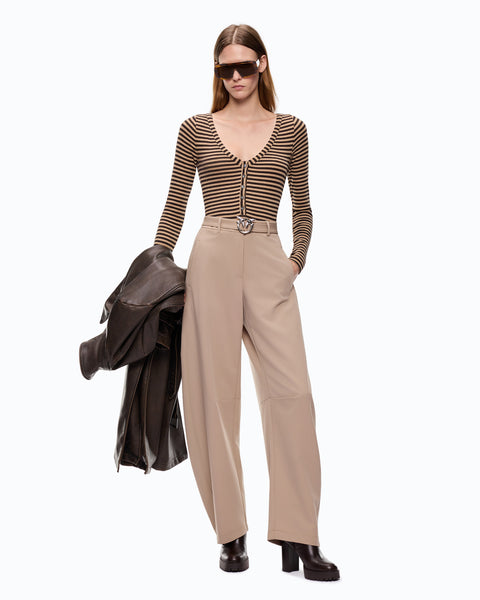 Maglia serafino in misto lana a righe