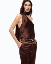Long satin jumpsuit with sash -  | Pinko