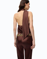 Long satin jumpsuit with sash -  | Pinko