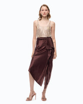 Falda midi asimétrica de satén -  | Pinko