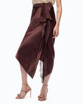 Falda midi asimétrica de satén -  | Pinko