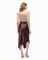 Falda midi asimétrica de satén -  | Pinko