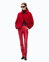 Double-breasted pea coat in double-layered wool-blend cloth -  | Pinko