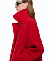 Double-breasted pea coat in double-layered wool-blend cloth -  | Pinko