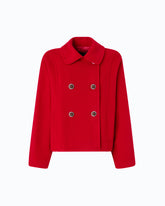 Double-breasted pea coat in double-layered wool-blend cloth -  | Pinko