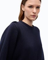 Gerippter Pullover aus Wollmix - Blau | Pinko