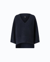 Pullover im Rippstrick mit V-Ausschnitt - Blau | Pinko