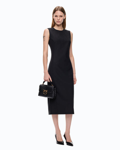 Abito midi aderente con stringhe