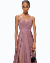 pinko dress Midi with a cut-out detailing a shiny Long slip dress with fringing