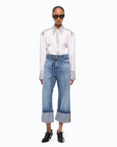 Jeans cropped con risvolto e cintura